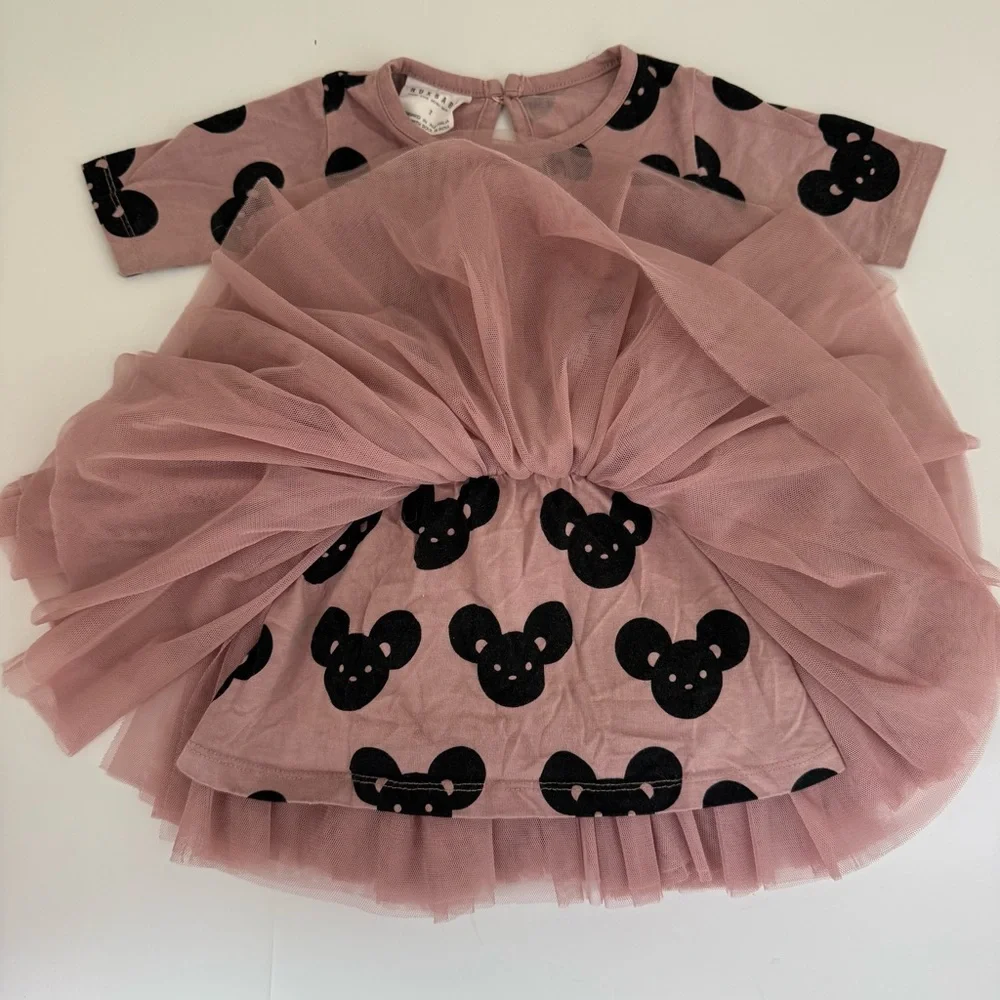 Huxbaby Pink Tutu Dress with Graphic Print Girls Size 2 - Picture 3 of 5